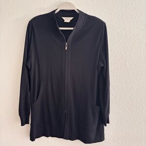 MISOOK Black zipper Cardigan Jacket Top  L